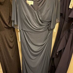 Azazie Women's Slate Blue Draped Maxi Dress